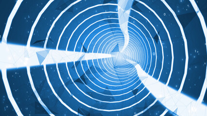Abstract 3d cyberspace tunnel illustration background.