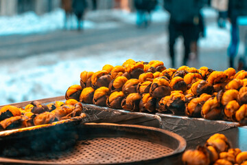 Turkish chestnut street food istanbul