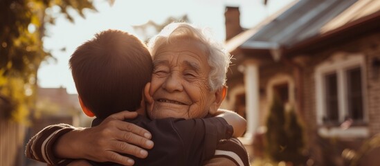 Obraz premium Tender moment: affectionate older woman hugging her younger friend lovingly