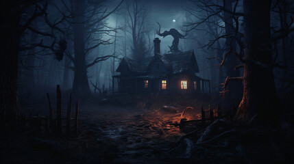 Fototapeta na wymiar Haunted house monochrome