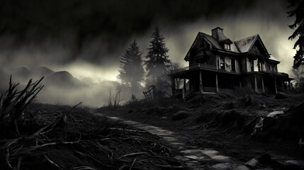 Haunted house monochrome