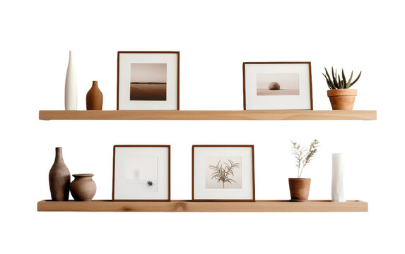 Contemporary Asymmetric Wall Shelf Collection on white background