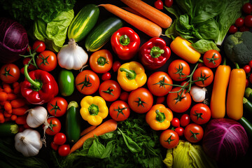 Delivery of vegetables. Salad background. Veganism, vegetarianism. Healthy Eating