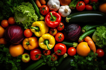 Delivery of vegetables. Salad background. Veganism, vegetarianism. Healthy Eating - obrazy, fototapety, plakaty