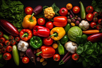 Fototapeta na wymiar Delivery of vegetables. Salad background. Veganism, vegetarianism. Healthy Eating