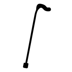 Elderly cane. Hand drawn vector icon. Black color. Illustration