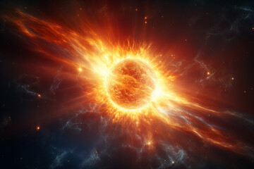 solar flare. photo of the sun in space. generative ai