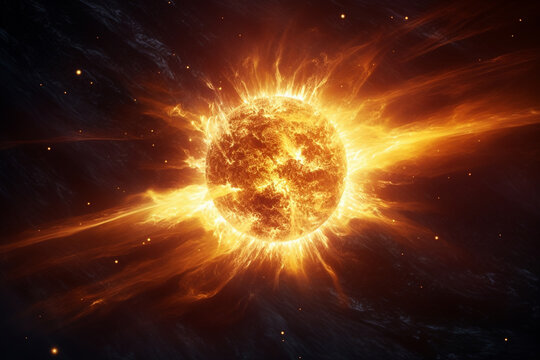 solar flare. photo of the sun in space. generative ai