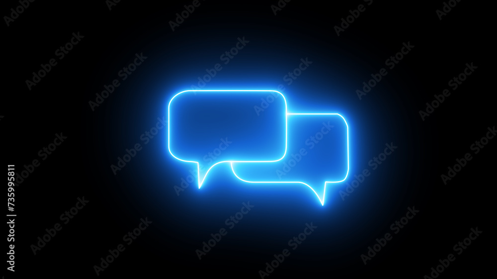 Poster neon glowing speech bubble collection. talk bubbles, glowing cloud bubbles set. talk bubble speech i