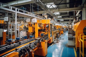 Fototapeta premium Production line at modern bright factory