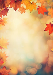 Seasonal Splendor: Colorful Autumn Leaves with Copy Space
