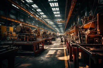 Schilderijen op glas Production line at old dark factory © Kokhanchikov