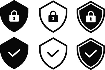Security shield symbols. Vector illustration - obrazy, fototapety, plakaty