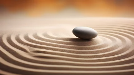 Foto op Canvas Zen stones with lines on the sand. Spa therapie and meditation concept © Ziyan