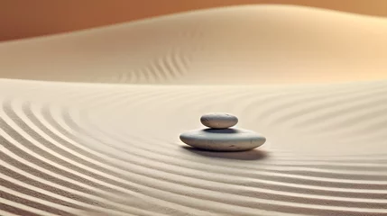 Rolgordijnen Zen stones with lines on the sand. Spa therapie and meditation concept © Ziyan