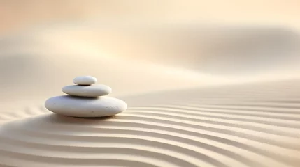 Foto op Canvas Zen stones with lines on the sand. Spa therapie and meditation concept © Ziyan