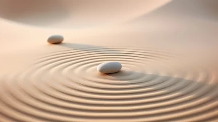 Fotobehang Zen stones with lines on the sand. Spa therapie and meditation concept © Ziyan