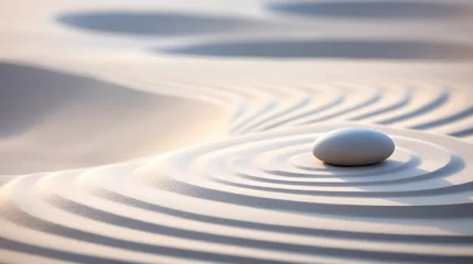 Wandaufkleber Zen stones with lines on the sand. Spa therapie and meditation concept © Ziyan