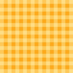 Orange gingham tablecloth plaid pattern background.