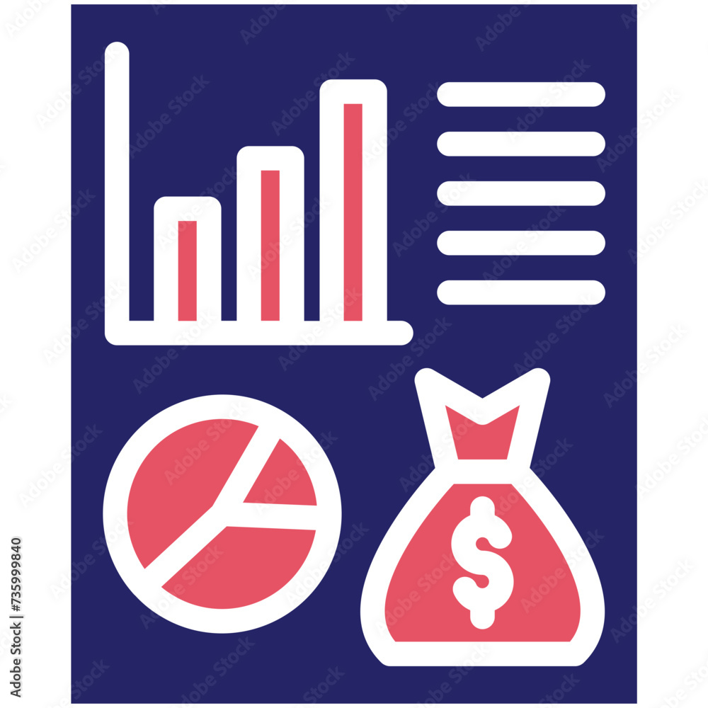 Poster financial report vector icon illustration of finance and money iconset.