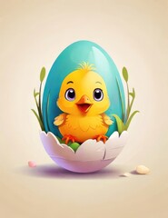 Easter Whimsy Wonderland: Cheerful Chick Cartoo