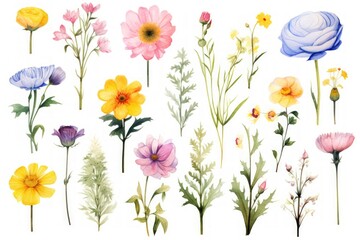 Watercolor Painting of Assorted Flowers