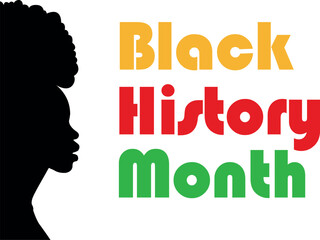 Black poster of the History Month with a girl on a white background. A festive banner with a girl and text on a white background. Vector illustration EPS 10