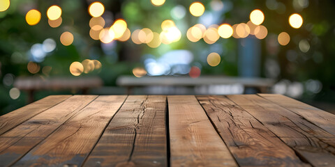 Natural Wooden Table with Blurred Bokeh Background, Rustic Wooden Table with Blurred Bokeh Background - Ai Generated - Powered by Adobe