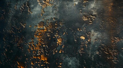 Close-up of a dark surface with scattered golden flecks, depicting an abstract and luxurious texture.
