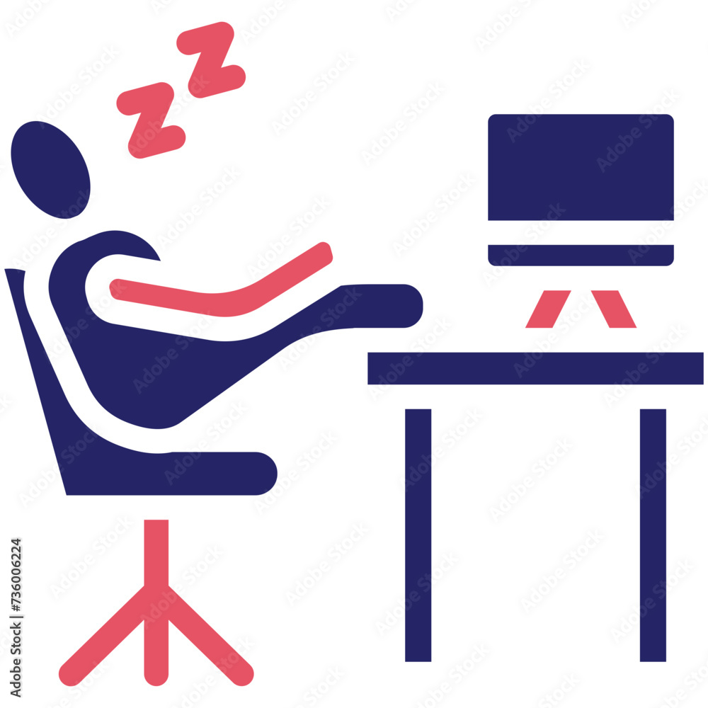 Sticker lazy work vector icon illustration of work from home iconset.