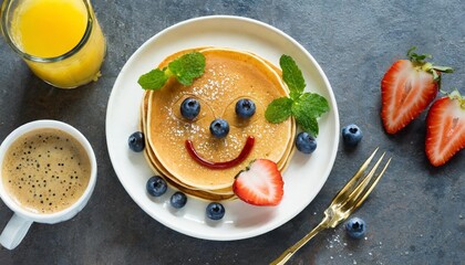 pancake with cute happy face