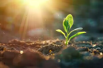 Nurturing embrace of earth young sapling symbolizes miraculous journey of growth and life in heart of nature small but resilient plant set against backdrop of fertile soil is vibrant and gardening