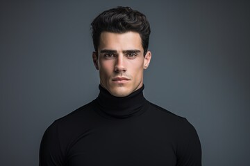 Obraz premium Handsome Man in Black Turtleneck Portrait