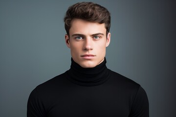 Obraz premium Handsome Man in Black Turtleneck Portrait