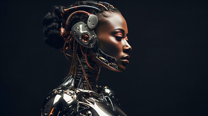 Woman Robot Cyborg Internet AI Chatbot black