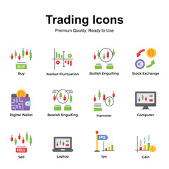 Premium quality pack of trading icons, ready to use and download
