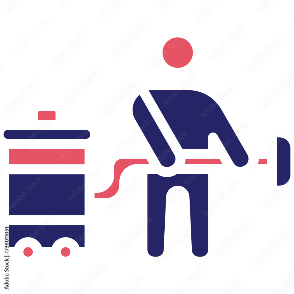 Sticker Man Doing Vacuum vector icon illustration of Housekeeping iconset.