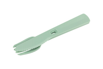 reusable plastic knife with fork isolated from background