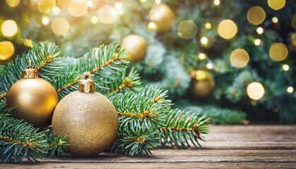 Obraz na płótnie Canvas christmas background with fir branches and gold christmas balls