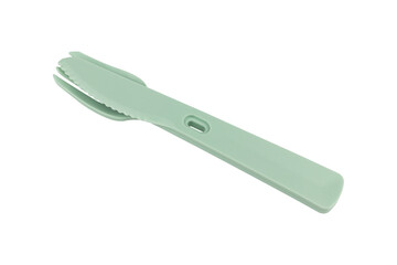 reusable plastic knife with fork isolated from background
