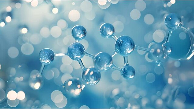 Atoms and Molecules abstract 3d graphics. Abstract molecular lattice, cellular structure under microscope. Medicine and science concept. Microbiology, laboratory