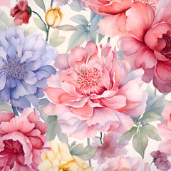 Seamless pattern with peony flowers. Hand.drawn illustration.