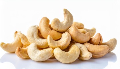 cashew nuts heap isolated on white background