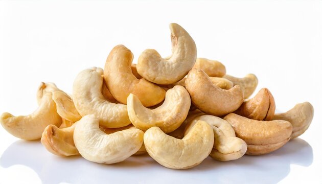 Cashew Nuts Heap Isolated On White Background