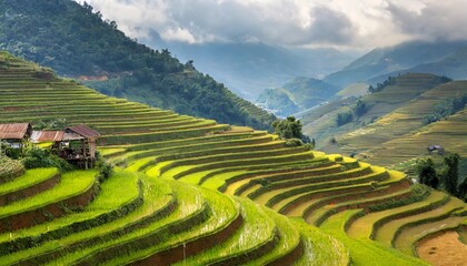 beautiful terraced rice field in hoang su phi in vietnam
