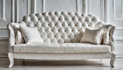 abstract sofa design featuring white padded segments that create a unique geometric pattern innovative structure against a soft white background