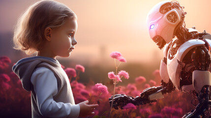 child and robot ai friendship