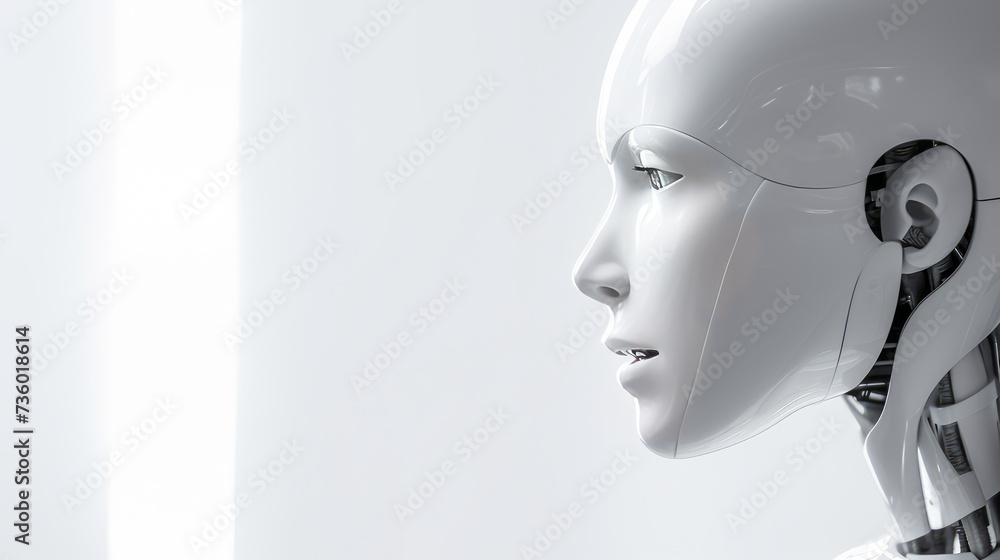 Poster white robot on white background ai chatbot