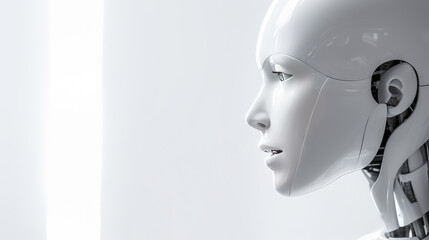 White robot on white background AI chatbot