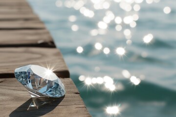 diamond on a wooden pier with water below